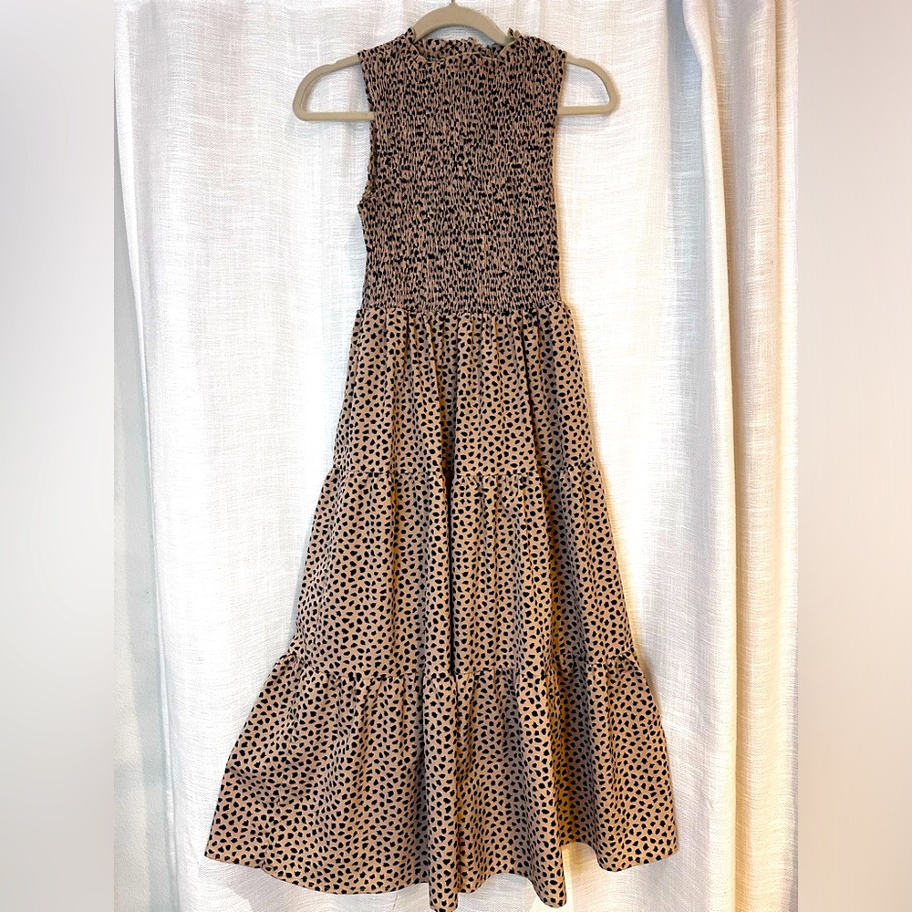 Shein Leopard print Midi ruched dress, size M